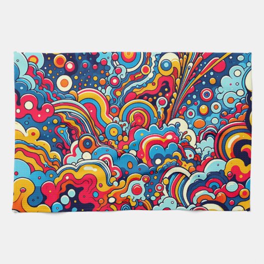 Psychedelische bunte Grafik Theedoek (Horizontaal)