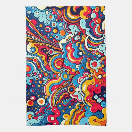 Psychedelische bunte Grafik Theedoek (Verticaal)