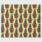 Psychedelische cactus Potted Succulent Plant Cadeaupapier (Vlak)