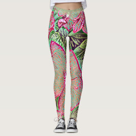 Psychedelische Caladiumblad botanische print leggi Leggings