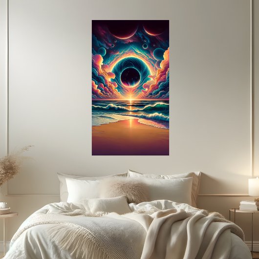 Psychedelische Celestial Sunset Beach Sublimatie Poster