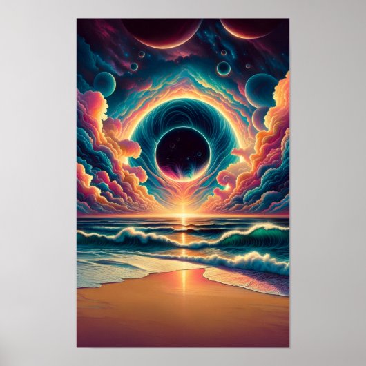 Psychedelische Celestial Sunset Beach Sublimatie Poster (Voorkant)