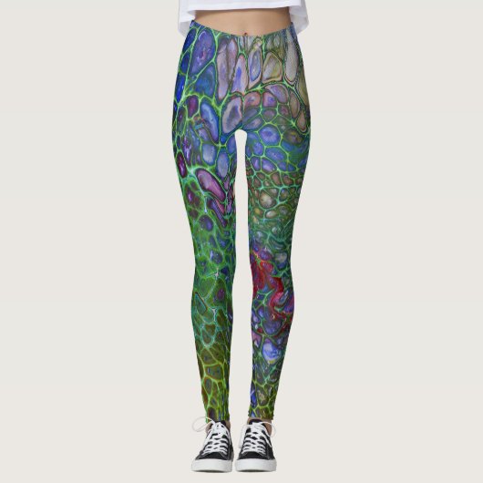 Psychedelische cellen donkere leggings (Voorkant)