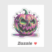 Psychedelische Chagrijnige Pompoen Halloween Stick Sticker (Vel)