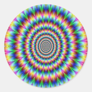 Psychedelische cirkel bewegende illusie verblinden ronde sticker