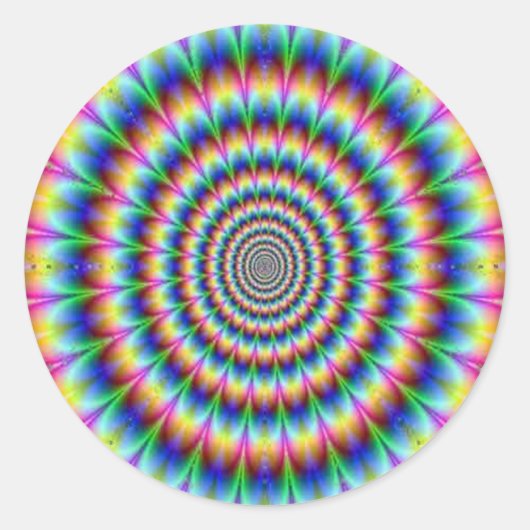 Psychedelische cirkel bewegende illusie verblinden ronde sticker (Voorkant)