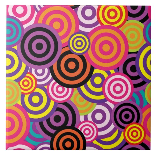 psychedelische cirkels keramische tegels tegeltje (Voorkant)