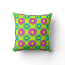 Psychedelische cirkels op Fluo Green Pillow