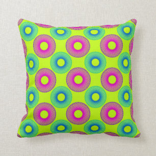 Psychedelische cirkels op Fluo Green Pillow Kussen