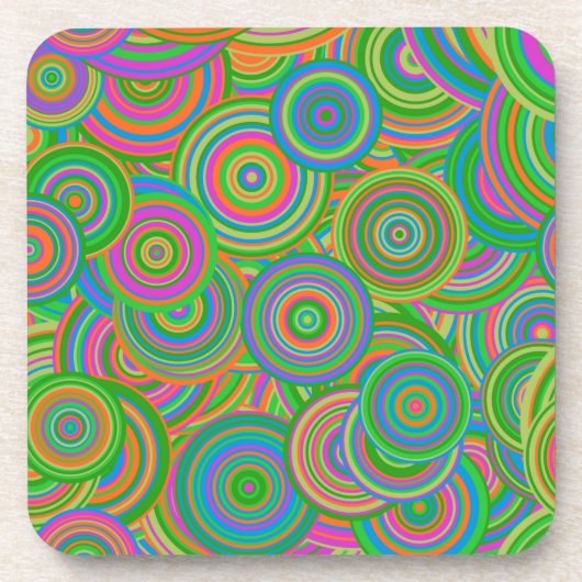 Psychedelische Cirkels Plastic Onderzetter (Voorkant)