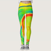 Psychedelische Citrus Helder Kleurrijk Leggings (Voorkant)