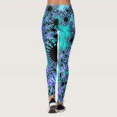 Psychedelische cyaan tentakel Abstracte fractal ar Leggings (Achterkant)