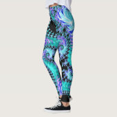 Psychedelische cyaan tentakel Abstracte fractal ar Leggings (Links)