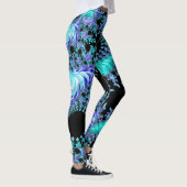 Psychedelische cyaan tentakel Abstracte fractal ar Leggings (Rechts)