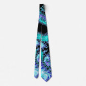 Psychedelische cyaan tentakel Abstracte fractal ar Stropdas (Achterkant)