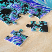 Psychedelische Cyaan Tentakel Abstracte Fractale K Legpuzzel (Zijkant)