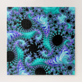 Psychedelische Cyaan Tentakel Abstracte Fractale K Legpuzzel (Horizontaal)