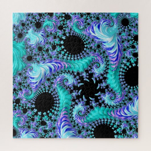 Psychedelische Cyaan Tentakel Abstracte Fractale K Legpuzzel (Verticaal)