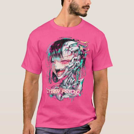 Psychedelische Cyberpunk Trippy Rainbow Cyber Psyc T-shirt (Voorkant)