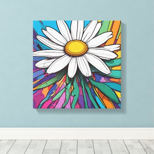 Psychedelische Daisy Pop Art Print (Insitu (Houten vloer))
