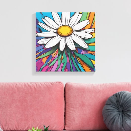 Psychedelische Daisy Pop Art Print (Insitu (Woonkamer))