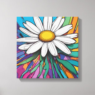 Psychedelische Daisy Pop Art Print