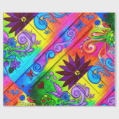 psychedelische diagonaal van hippie 70 cadeaupapier (Vlak)