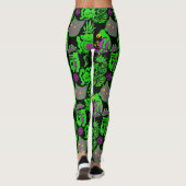 Psychedelische dieren patroon Zwart BG Leggings (Achterkant)
