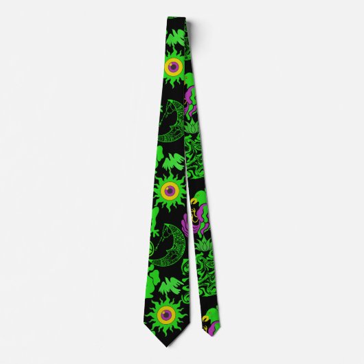 Psychedelische dieren patroon Zwart BG Stropdas (Voorkant)