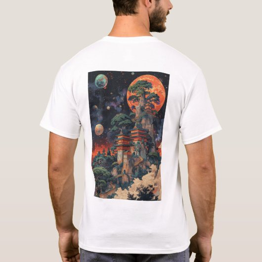 Psychedelische DMT Baobab Bonsai Ukiyo-e T-shirt (Achterkant)
