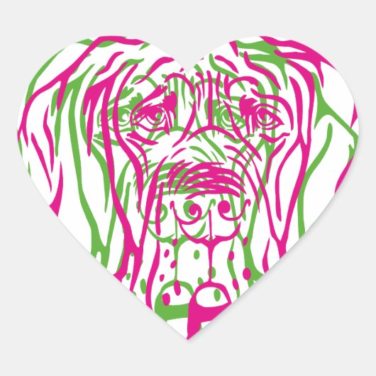psychedelische Dog logo Hart Sticker (Voorkant)