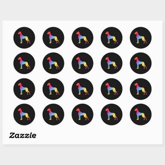 psychedelische dog logo ronde sticker (Vel)