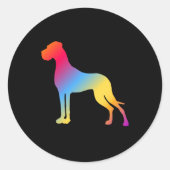 psychedelische dog logo ronde sticker (Voorkant)