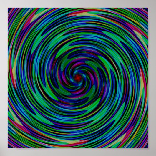 Psychedelische Donkere Krullen Poster (Voorkant)