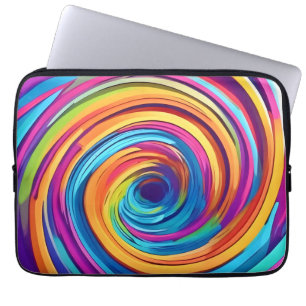Psychedelische Draaikolk van Regenboogkleuren Laptop Sleeve