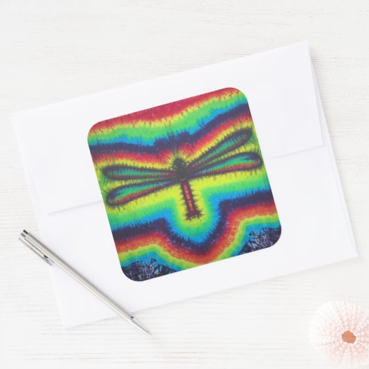 Psychedelische Dragonfly-Sticker Vierkante Sticker (Envelop)