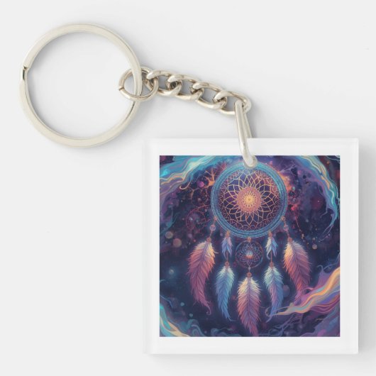 psychedelische dreamcatcher ontwerp sleutelhanger (voorkant)