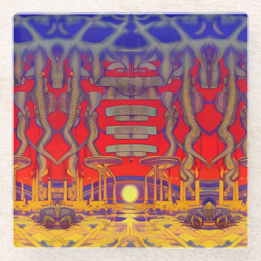 Psychedelische dromenland glazen onderzetter (Voorkant)