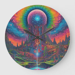 Psychedelische droomlandschap grote klok