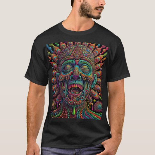 Psychedelische druipende hoofd kunst t-shirt (Voorkant)