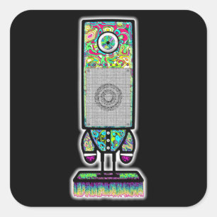 Psychedelische Eenoogige Luidspreker Rare Karakter Vierkante Sticker