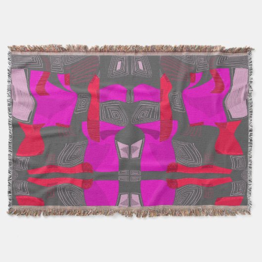 Psychedelische Egyptische collage: Fuchsia rood gr Deken (Voorkant)