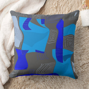 Psychedelische Egyptische collage: Turquoise blauw Kussen