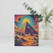 Psychedelische Egyptische Piramide Landschapskunst Briefkaart (Staand voorkant)