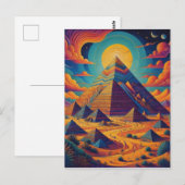 Psychedelische Egyptische Piramide Landschapskunst Briefkaart (Voorkant / Achterkant)
