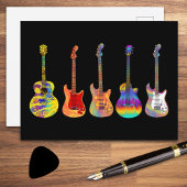Psychedelische elektrische akoestische gitaren briefkaart