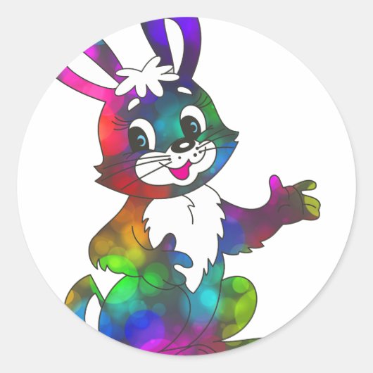 psychedelische esster bunny ronde sticker (Voorkant)