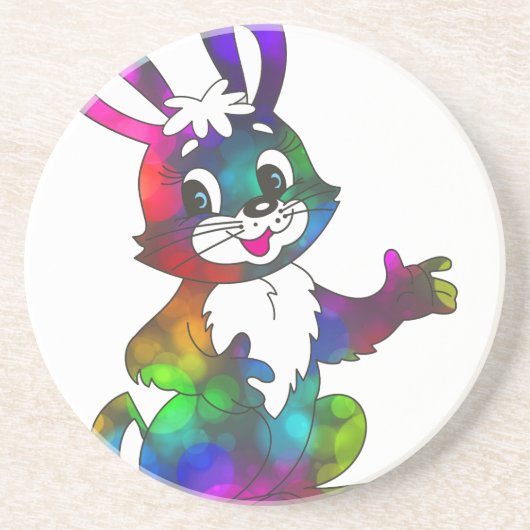 psychedelische esster bunny zandsteen onderzetter (Voorkant)