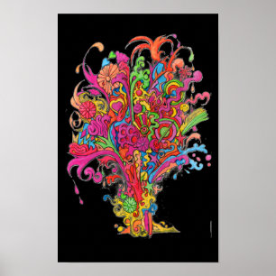 Psychedelische explosie poster