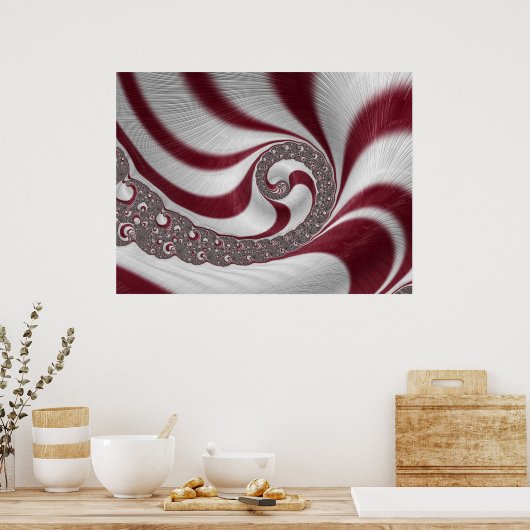 Psychedelische Fantasy Gestreepte Magenta Witte Sp Poster (Keuken)